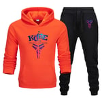 XIKONG Kobe #24 Lakers Mens Hoodie Sweatshirt Sports Set, Mens Long Sleeve Hoodie Sportswear Suit Basketball Uniform Joggers Pants orange-XXXL