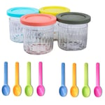 4PCS Replacement Ice Cream Pints and Lids+Spoon for Ninja NC301 NC300 NC299I9
