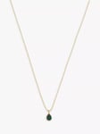 Orelia Swarovski Emerald Teardrop Ballchain Necklace, Gold