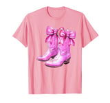 Cowgirl Boots Pink Baby Bow Preppy y2k Coquette T-Shirt