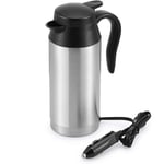 Bouilloire électrique - 750ml - 12v - Avec chargeur allume-cigare - Tasse chauffante en acier inoxydable pour café, thé, eau chaude