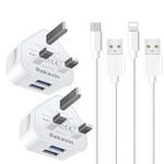 iPad Charger,2 Pack Apple iPad USB Lightning Charger Cable and Plug 5V/2.1A Charge for iPad Pro 12.9 11 2nd 3rd 4th 5th 6th Generation/Air 2 3rd 4th 5th/Mini 2 3 4 5 6/iPad 4th 5th 6th 7th 8th 9th