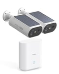 AOSU 2K Caméra Surveillance Extérieure sans Fil, Base+ 2 Cam, sans Frais Mensuels, 3MP WiFi Solaire Caméra Exterieur à Batterie, Panneau Solaire Intégré, Vision Nocturne Couleur,Détecteur de Mouvement