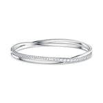 Swarovski Bracelet-jonc Twist femme, pierres en cristal blanc éclatantes et placage rhodium, taille S