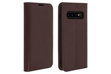 Avizar Coque et étui téléphone mobile Etui samsung galaxy s10 plus housse folio cuir support vidéo marron