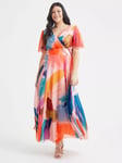 Scarlett & Jo Isabelle Float Sleeve Maxi Dress, Peach/Multi