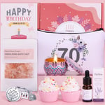 70th Birthday Gifts for Women, Personalised Birthday Hampers for Her Turning 70, Funny 70 Year Old Pamper Gift Basket for Mum, Grandma, Wife, Best Friend, Sister, Ladies 70th Birthday Presents Ideas