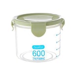 (600ml-Green)Plastic Transparent Sealed Containers Food Cereal Beans Nuts