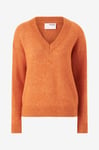 Selected FEMME - Tröja slfMaline lS Knit V-neck - Orange