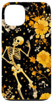 Coque pour iPhone 13 Jaune Bohème Floral Squelettes Dancing Night Sky Cool Goth