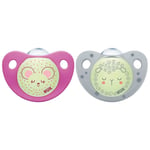 NUK Smokk,Pacifier Night/Day, Silicon Pink/Grey - 6-18 mnd