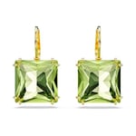 Swarovski Pendants d'oreilles Millenia, Taille Carré, Vertes, Placage de ton or