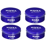 4 x 150ml Nivea Creme Blue Tin Face Body Moisturising Cream For Dry Skin Care