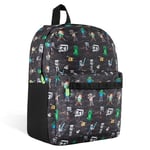 Minecraft Sac à Dos École pour Enfants Avec Poche Avant Zippée pour Le Sport, La Salle de Sport (Noir Aop)