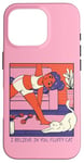 iPhone 16 Pro Fluffy Cat Yoga Stretch Cozy Home Yoga Cute Retro Comic Case