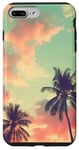 Coque pour iPhone 7 Plus/8 Plus Coucher de soleil, plage, palmiers, tropical, ombre, ciel