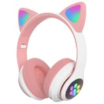 Cute Cat On-Ear Bluetooth Høretelefoner til børn - Hvid/Pink