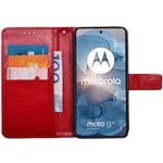 Lommebokdeksel 3-kort Motorola Moto G24 - Rød