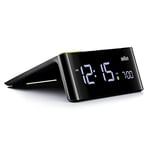 Braun Digital Alarm Clock with VA LCD Display, Touch Snooze Pad, Quick Set, Automatically Adjusting Display Brightness, Beep Alarm in Black, model BC16BUK.