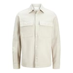 JACK & JONES Jprraymond Melange Solid Overshirt Ls Sn Veste Chemise, Sable d'été/Coupe : Confortable, Small (Lot de 2) Homme