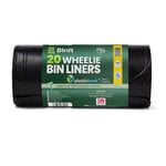 BinIt 20 Wheelie Bin Liners 240 Litre, Bin Bags, Refuse Sacks, Recycled, Strong & Secure, Tear Resistant, 30 μm, Perfect for Standard 240L Wheelie Bins