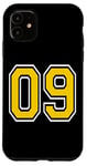 Coque pour iPhone 11 Chiffre 9 en jaune, blanc, noir, version de poche