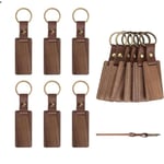 Goiern Lot de 6 porte-clés en bois, porte-clés en bois, porte-clés personnalisé, porte-clés en cuir, porte-clés inachevés, pour gravure laser, marron, L