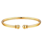 U7 Jonc Bracelet Femme Argent 925 Cuff Bangle Ouvert Doré avec Fermoir Boule Bijou Simple Fantaisie Plaqué Or