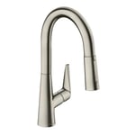 hansgrohe Talis M51 Mitigeur de cuisine 160, avec douchette extractible 2 jets, sBox, aspect acier inox, 73850800