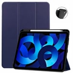 Etui nouvel Apple iPad 10,9 pouces 2022 4G/5G Smartcover pliable bleu navy avec porte stylet- Housse coque de protection New Apple iPad 10eme generation 10.9 - Accessoires tablette pochette XEPTIO cover Case