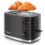 Aigostar Toaster 2 Slice 1.5" Wide Slot 800W Black Toaster with Warming Rack ...