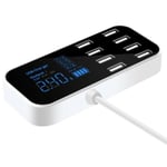 A9S Nopea Auton Laturi 8 Porttia Multi USB LCD Näyttö Puhelimen Laturi 12V USB Hub Puhelimelle Tabletille DVR, Musta