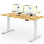 FLEXISPOT 2 Moteurs Bureau Assis Debout 160x80 Une Pièce, Bureau Debout électrique avec Panneau à Fonctions Mémoires, Bureau Réglable en Hauteur Électrique, Charge 100kg, Blanc+Érable