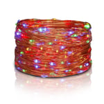 10M 20M Led String Light Koppartråd Fjärrkontroll USB Batteridriven för julhelgen Bröllopsfest Heminredning MultiColor Battery 20M 200led