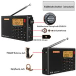 SIHUADON R-108 Radio FM stéréo numérique Portable Radio AM SW Air Radio récepteur fonction d'alarme affichage horloge température haut-parleur - Type S-Black-microUSB