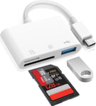 USB C Lecteur de Carte SD, Adaptateur Carte SD USB C avec USB 3.0 Port et Double Emplacement Micro SD/TF, Adaptateur de Carte mémoire de Photographie pour iPhone 15/16, Galaxy S23/S22, Xiaomi, etc