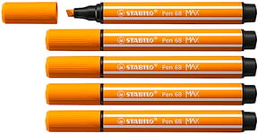 Feutre dessin STABILO Pen 68 MAX ARTY - Lot x 5 Feutres Coloriage Pointe Large - orange