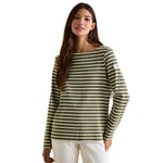 Joules Womens Harbour Cotton Long Sleeved Top - Green Cotton Jersey - Size 16 UK