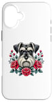 iPhone 16 Plus Roses Flowers Miniature Schnauzer Schnauzers Case