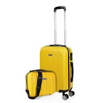 ITACA - Set of 3 suitcases Trolley 50/60/70 cm, ABS. Extensible. Rigid, Resistant and Light. Telescopic Handle, 4 Wheels, Lock Integrated. Low Cost, Yellow