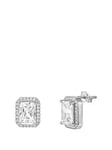 The Love Silver Collection Sterling Silver Rectangular Halo Cz Studs