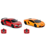 CMJ RC Cars AUDI R8 GT, Officially Licensed Remote Control Car with Working Lights & Lamborghini Aventador LP700-4 Officially Licensed Remote Control RC Car 1:24 Scale Working Lights 2.4Ghz