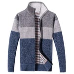 westAce 2k19Sep Mens Zip Up Thick Fleece Lined Winter Knitted Cardigan Striped Jumper Cardigan [Blue,