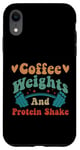 Coque pour iPhone XR Poids de café vintage et shake protéiné drôle sarcastique gym