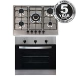 SIA 60cm Stainless Steel Single Electric True Fan Oven And 70cm 5 Burner Gas Hob