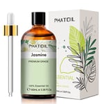 PHATOIL Huile Essentielle Jasmin 100 ml, Huile Essentielle pour Diffuseur, Huiles de Jasmin Pures Naturelles pour Aromathérapie Humidificateur