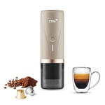 CERA+ Machine à expresso électrique portable auto-chauffante en 3-4 minutes, mini machine à café 20 bars avec batterie rechargeable, compatible avec capsules NS et café moulu pour les voyages-crème