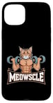 Coque pour iPhone 15 Plus Meowscle Gym Cat T-shirt d'entraînement amusant pour les amoureux des chats