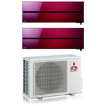 Electric dual split inverter air conditioner series kirigamine style msz-ln 9+12 avec mxz-2f42vf ruby red r-32 wi-fi integrated colour red 9000+12000