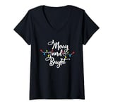 Womens Merry And Bright Christmas Lights Xmas Gifts Men Women Kids V-Neck T-Shirt